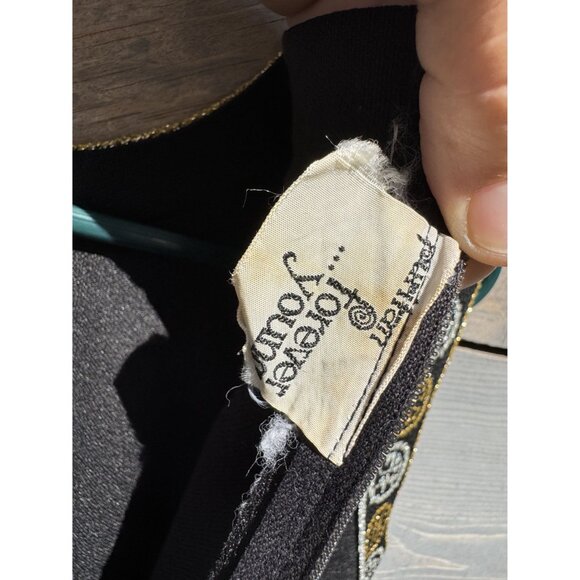 Vintage Forever Young Black Sleeveless Maxi Dress With Embroidered Trim - Picture 8 of 8